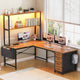 SEDETA 51.2 Inch Reversible L shaped Gaming Desk Small Corner Desk with LED Lights 4 Drawers and Storage Shelves