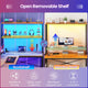 SEDETA 51.2 Inch Reversible L shaped Gaming Desk Small Corner Desk with LED Lights 4 Drawers and Storage Shelves