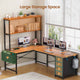 SEDETA 51.2 Inch Reversible L shaped Gaming Desk Small Corner Desk with LED Lights 4 Drawers and Storage Shelves