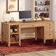 SEDETA® 58 Inch Solid Pine Wood Computer Desk with 4 Wood Drawers Executive Home Office Desk with Storage Shelves for Work Study Writing