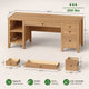 SEDETA® 58 Inch Solid Pine Wood Computer Desk with 4 Wood Drawers Executive Home Office Desk with Storage Shelves for Work Study Writing
