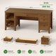 SEDETA® 58 Inch Solid Pine Wood Computer Desk with 4 Wood Drawers Executive Home Office Desk with Storage Shelves for Work Study Writing