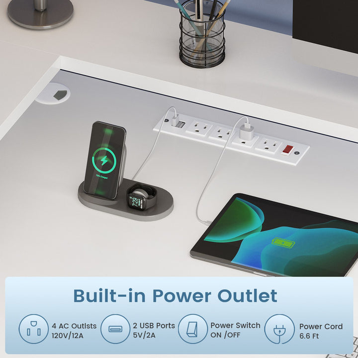 SEDETA | 66 Inch L Shaped Corner LED Gaming Computer Desk with File Drawer