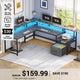 SEDETA 66 Inch L Shaped Gaming Desk Two Person Desk with Led Lights