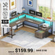 SEDETA 66 Inch L Shaped Gaming Desk Two Person Desk with Led Lights