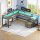 SEDETA | 66 Inch L Shaped Corner LED Gaming Computer Desk with File Drawer