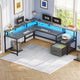 SEDETA | 66 Inch L Shaped Corner LED Gaming Computer Desk with File Drawer