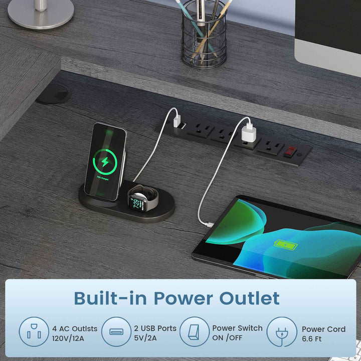 SEDETA | 66 Inch L Shaped Corner LED Gaming Computer Desk with File Drawer