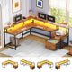 SEDETA | 66 Inch L Shaped Corner LED Gaming Computer Desk with File Drawer