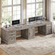 SEDETA 110.3 Inch Vintage Two Person Desk Long Farmhouse Computer Desk with Printer Stand Power Outlets 7 Drawers Large Storage Space for Home Office