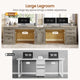 SEDETA 110.3 Inch Vintage Two Person Desk Long Farmhouse Computer Desk with Printer Stand Power Outlets 7 Drawers Large Storage Space for Home Office