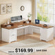 SEDETA | 63 Inch Farmhouse L Shaped Computer Desk with Storage File Drawers, Ergonomic Wood Office Desk, Monitor Stand