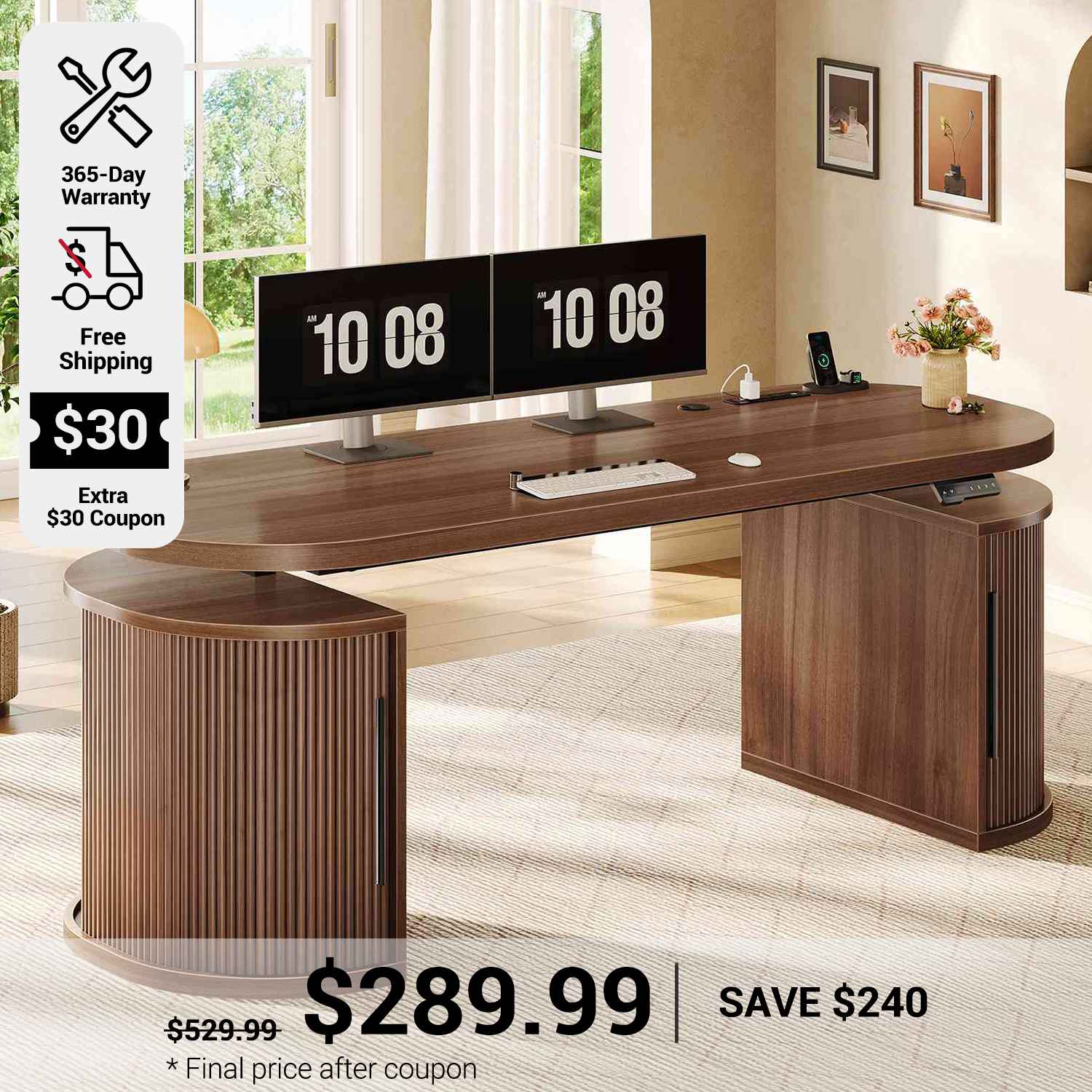SEDETA 57 Inch Standing Desk with Storage Electric Height Adjustable E