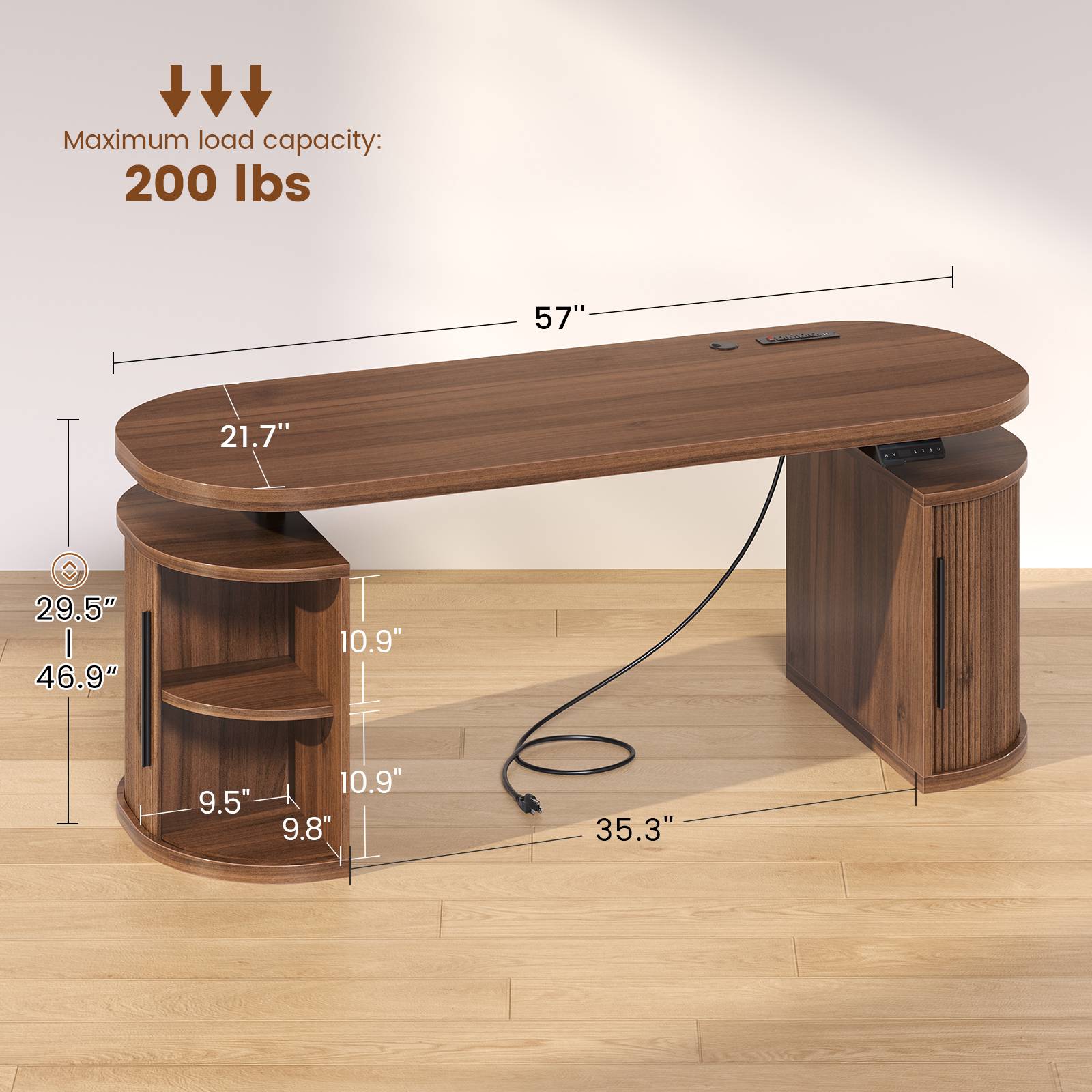 SEDETA 57 Inch Standing Desk with Storage Electric Height Adjustable E