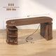 SEDETA 57 Inch Standing Desk with Storage Electric Height Adjustable Executive Fluted Desk with Curved Cabinets Computer Desk with Power Strip