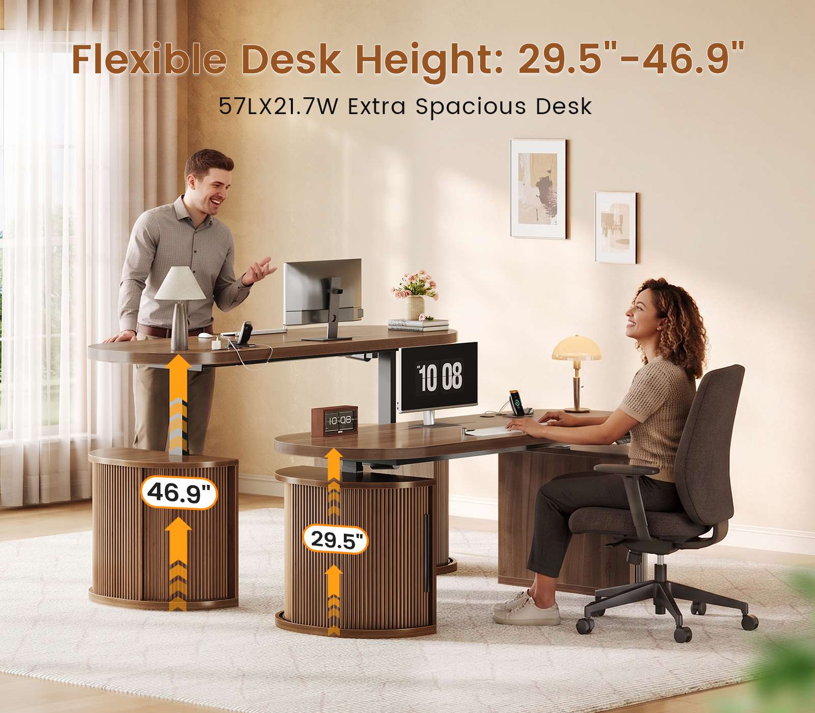 SEDETA | 57 Inch Electric Standing Desk with Storage Height Adjustable