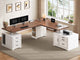 SEDETA 76.8 Inch Farmhouse L Shaped Electric Standing Desk with File Cabinet Height Adjustable Home Office Computer Desk with 6 Drawers Sit Stand Desk with Power Outlet
