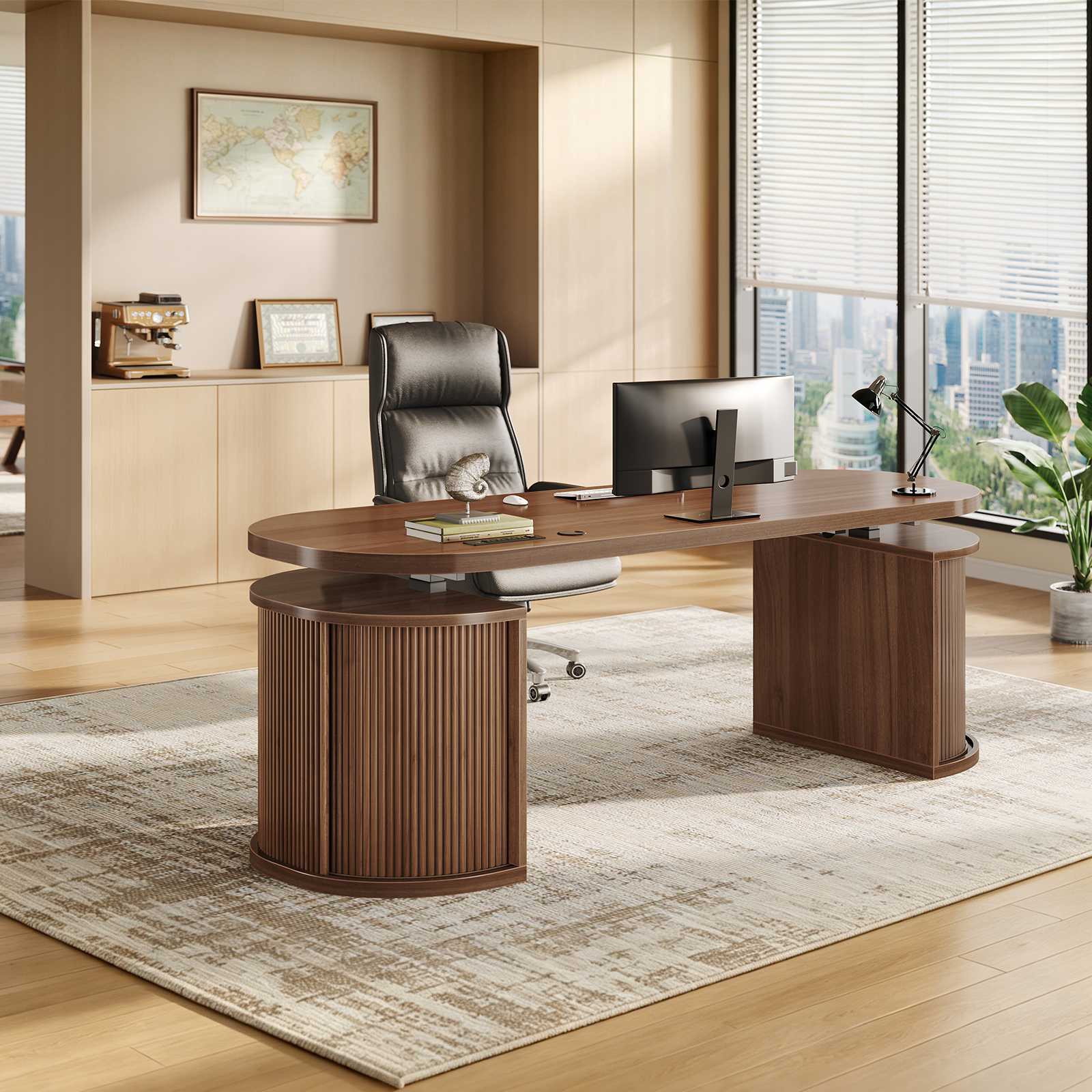 SEDETA 57 Inch Standing Desk with Storage Electric Height Adjustable E