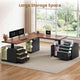 SEDETA 76.8 Inch Farmhouse L Shaped Electric Standing Desk with File Cabinet Height Adjustable Home Office Computer Desk with 6 Drawers Sit Stand Desk with Power Outlet