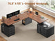 SEDETA 76.8 Inch Farmhouse L Shaped Electric Standing Desk with File Cabinet Height Adjustable Home Office Computer Desk with 6 Drawers Sit Stand Desk with Power Outlet