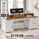 SEDETA® 63 Inch Farmhouse Executive Desk Ergonomic Computer Desk with Drawers Storage Cabinet Monitor Stand