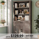 SEDETA | 70 Inch Tall Farmhouse Bookshelf with Doors and Drawer Floor Standing 6 Shelf Display Storage Shelves