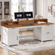 SEDETA 63 Inch Farmhouse Wood Computer Desk Executive Desk with Drawers Storage Cabinet Monitor Stand