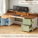 SEDETA 63 Inch Farmhouse Wood Computer Desk Executive Desk with Drawers Storage Cabinet Monitor Stand