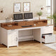 SEDETA 63 Inch Farmhouse Wood Computer Desk Executive Desk with Drawers Storage Cabinet Monitor Stand