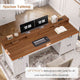 SEDETA 63 Inch Farmhouse Wood Computer Desk Executive Desk with Drawers Storage Cabinet Monitor Stand
