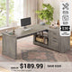 SEDETA® 61 Inch L Shaped Farmhouse Executive Computer Desk with Power Outlets File Drawers and Storage Shelves
