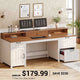 SEDETA | 63 Inch Wood Computer Desk Farmhouse Ergonomic Executive Desk for Home Office with File Drawer and Monitor Stand