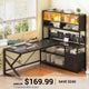 SEDETA | 59 Inch L Shaped Gaming Desk with Glass Display Cabinet & Power Outlet, Super Spacious Corner Computer Table with Storage