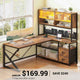 SEDETA | 59 Inch L Shaped Gaming Desk with Glass Display Cabinet & Power Outlet, Super Spacious Corner Computer Table with Storage