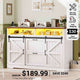 SEDETA 47.2 Inch File Cabinet 2 Drawers Farmhouse Filing Cabinets for A4 File with Barn Door Power Outlets Printer Stand LED Lights