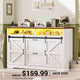 SEDETA | 47.2 Inch Farmhouse File Cabinet with Barn Door Printer Stand Power Outlets LED Lights Filing Cabinets fit Legal/Letter/A4 File