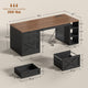 SEDETA® 55.1 Inch Executive Desk Farmhouse Computer Desk with Power Outlet 3 Drawers Storage Shelves for Home Office