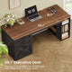 SEDETA® 55.1 Inch Executive Desk Farmhouse Computer Desk with Power Outlet 3 Drawers Storage Shelves for Home Office
