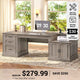 SEDETA 70.9 Inch Farmhouse Executive Desk Vintage Computer Desk Home Office with Drawers Storage Cabinet Desk Printer Stand Power Outlet