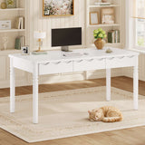 SEDETA | 47 Inch Solid Pine Wood Executive Desk with 3 Drawers Home Office Desk for Work Study Writing Makeup Vanity Desk  for Bedroom