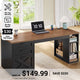 SEDETA® 55.1 Inch Executive Desk Farmhouse Computer Desk with Power Outlet 3 Drawers Storage Shelves for Home Office