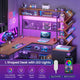 SEDETA 62.2 Inch L Shaped Gaming Desk with Hutch Convertible 97.6 Inch Two Person Office Desk with Drawers and Bookshelf Corner Computer Desk with Power Outlet LED Lights Pegboard
