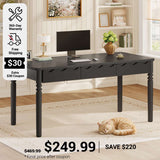 SEDETA 47 Inch Solid Pine Wood Computer Desk Executive Home Office Desk with 3 Wood Drawers for Work Study Writing Bedroom Makeup Vanity Desk
