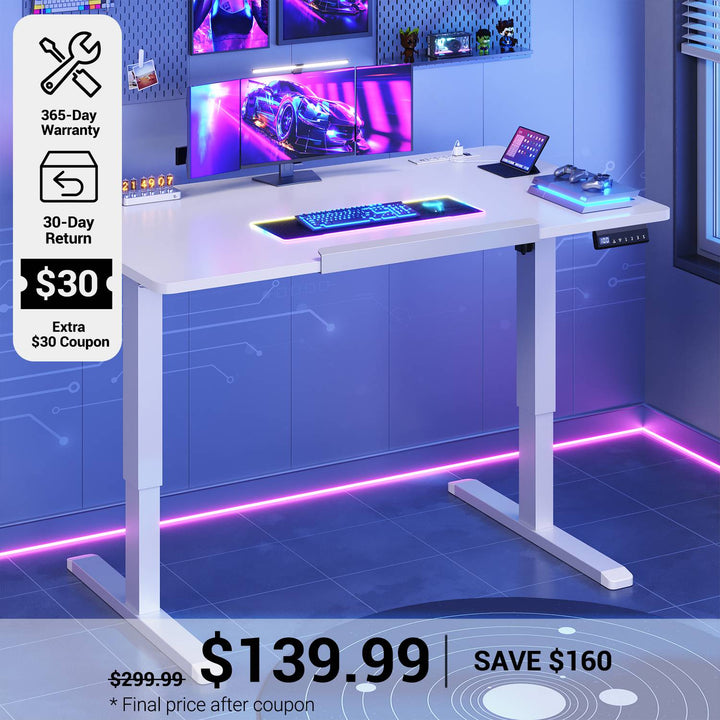 SEDETA 31.5 Inch Foldable Electric Standing Desk 180° Tiltable Mobile Rising Computer Desk Height Adjustable with Wheels for Drawing Writing Gaming