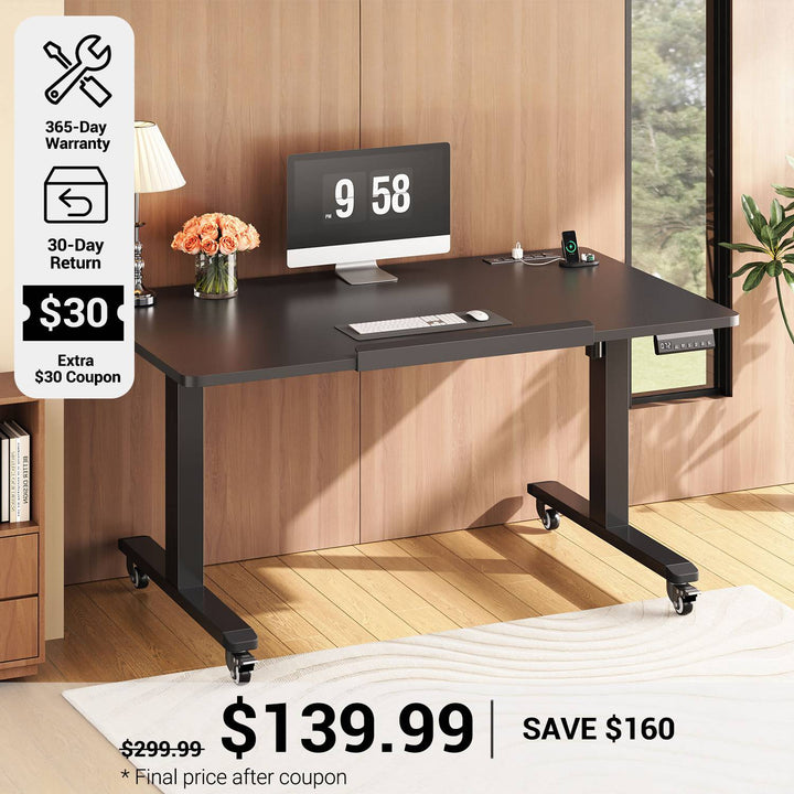 SEDETA 31.5 Inch Foldable Electric Standing Desk 180° Tiltable Mobile Rising Computer Desk Height Adjustable with Wheels for Drawing Writing Gaming