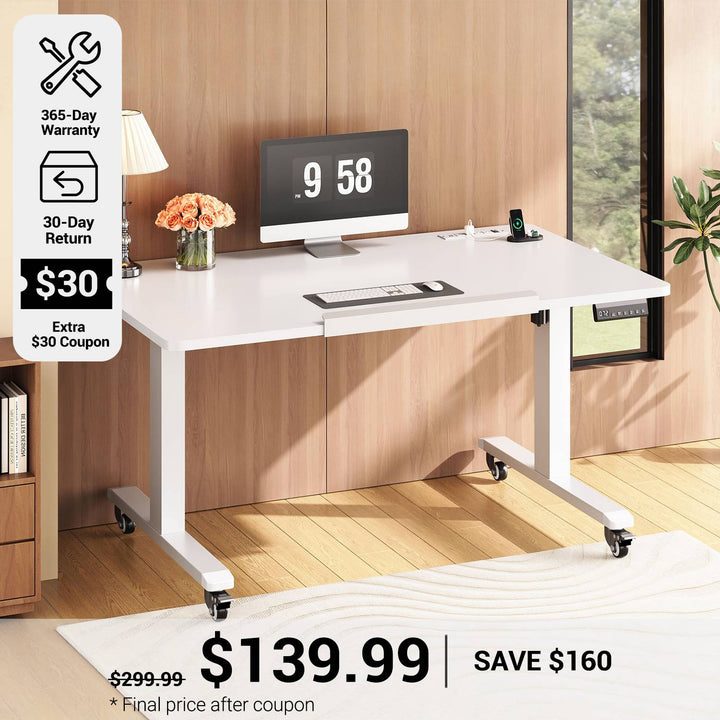 SEDETA 31.5 Inch Foldable Electric Standing Desk 180° Tiltable Mobile Rising Computer Desk Height Adjustable with Wheels for Drawing Writing Gaming