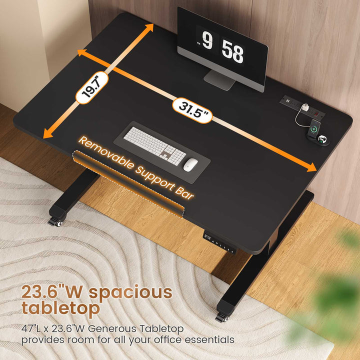 SEDETA® 31.5 Inch Foldable Electric Height Adjustable Desk 180° Tiltable Mobile Rising Computer Desk with Wheels for Drawing Writing Gaming