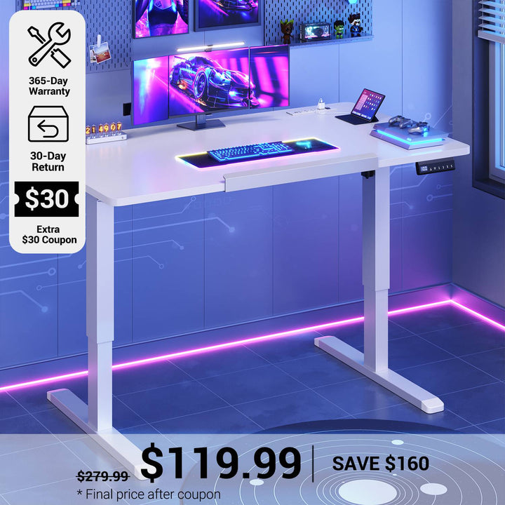 SEDETA® 31.5 Inch Foldable Electric Height Adjustable Desk 180° Tiltable Mobile Rising Computer Desk with Wheels for Drawing Writing Gaming