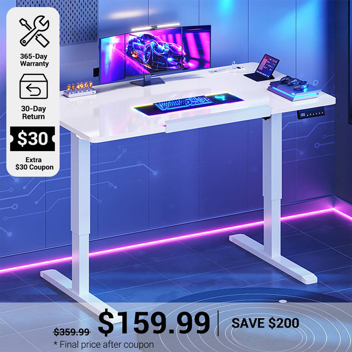 SEDETA® 47 Inch Foldable Height Adjustable Desk with Wheels Electric Standing Desk 180° Tiltable Mobile Rising Computer Desk  for Drawing Writing Gaming