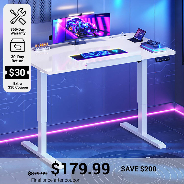 SEDETA 47 Inch Foldable Electric Standing Desk 180° Tiltable Mobile Rising Computer Desk Height Adjustable with Wheels for Drawing Writing Gaming Study Home Office Small Space